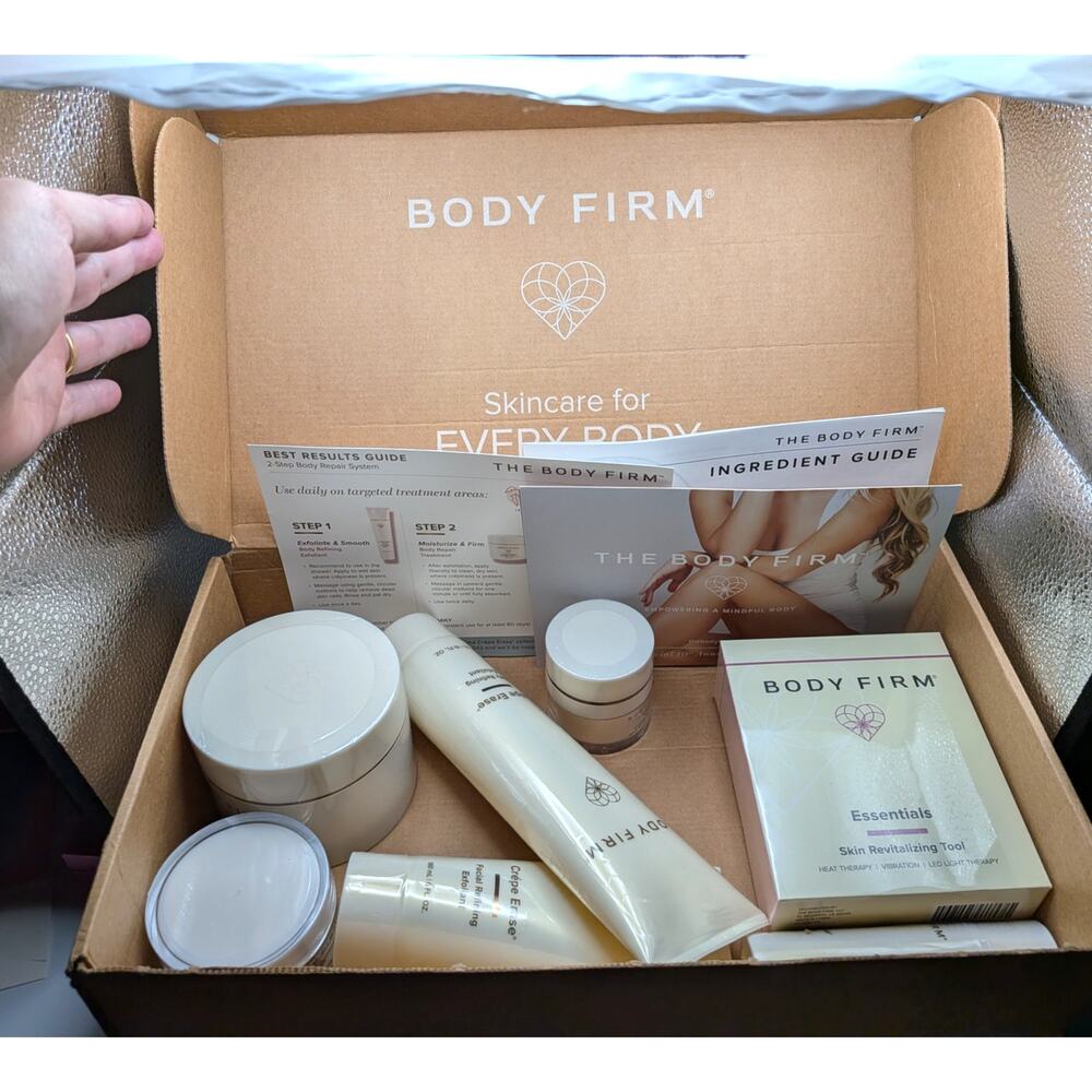 BODY FIRM Crépe Erase 7 Pc Skincare Set Body Face Neck Exfoliant Tool NEW